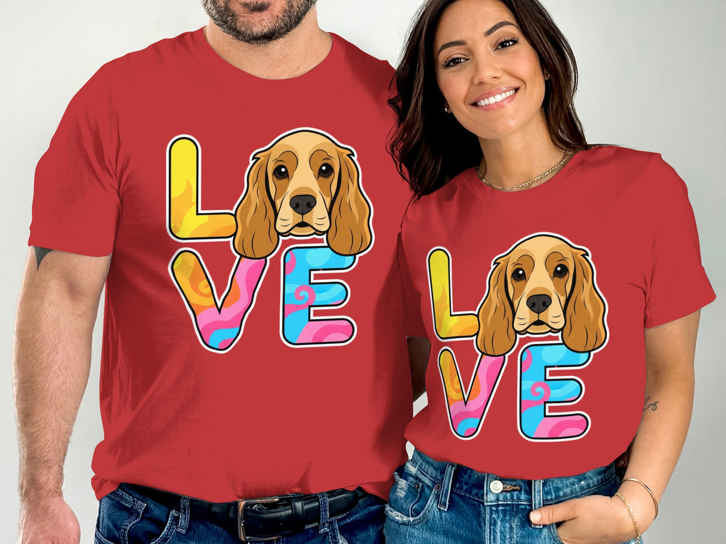 Love Dog Themed Matching Couple Shirts product type