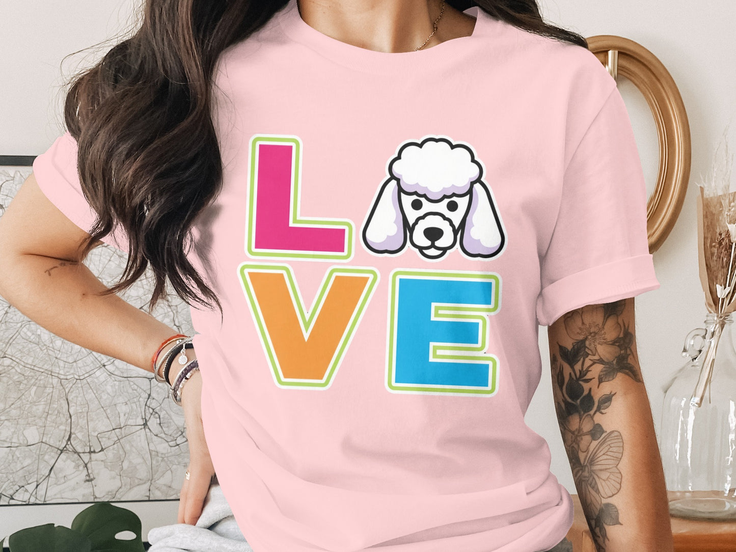 Colorful Love Poodle Graphic Tee shirt product
