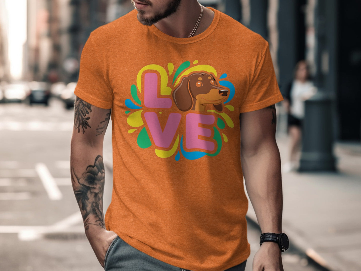 Colorful Love Text With Dog Graphic T-Shirt product