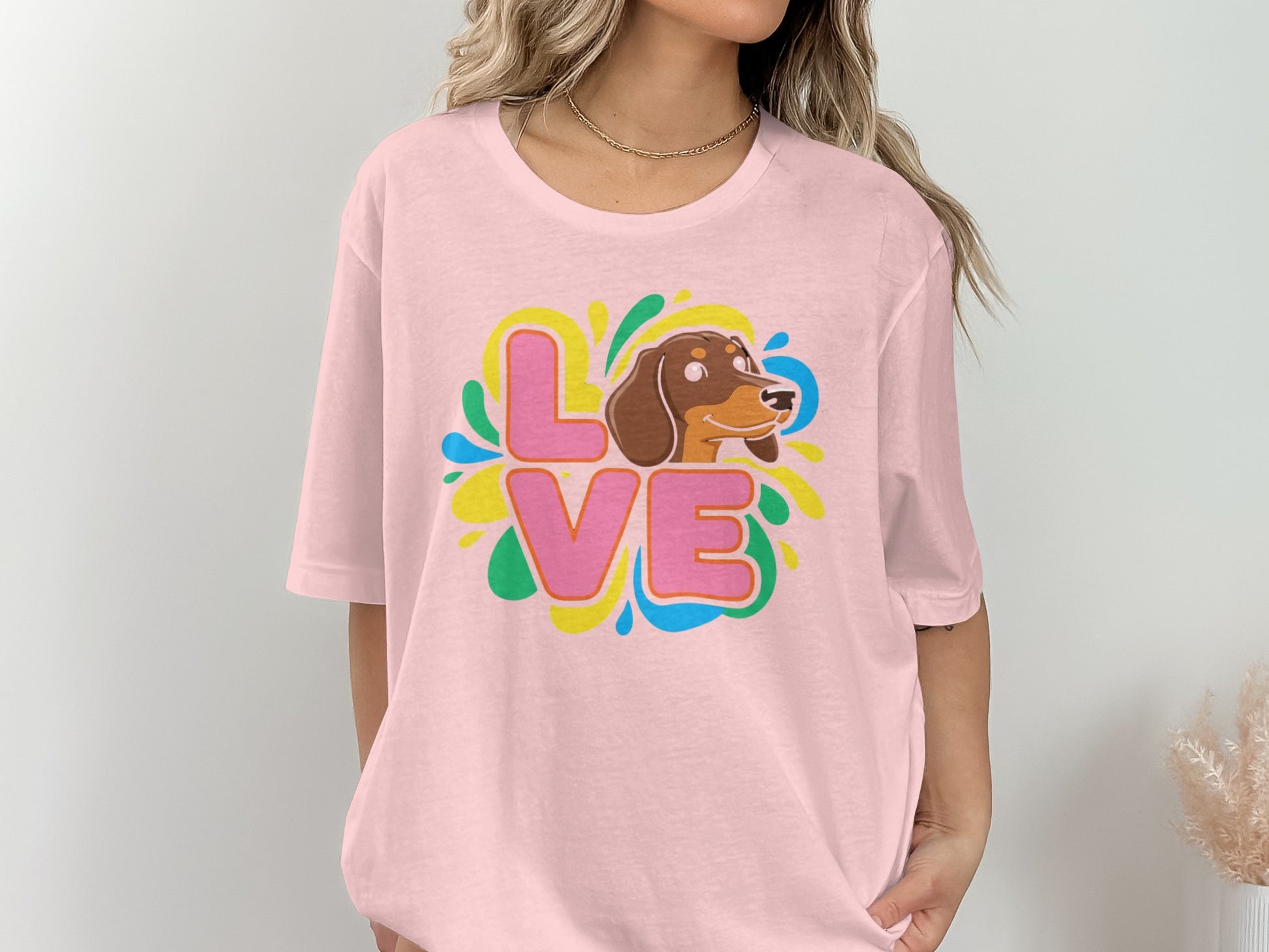 Colorful Love Dachshund Print Graphic Tee product