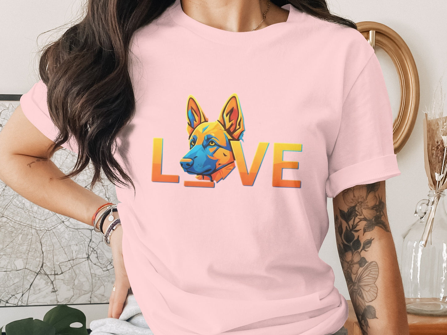 Colorful Dog Love Graphic Printed T-Shirt product type