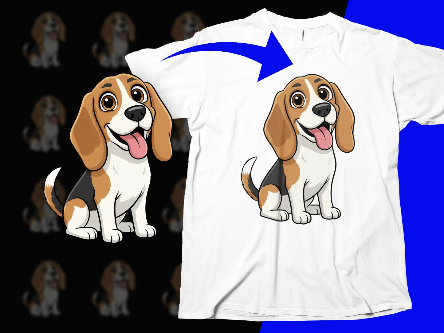 Cute Beagle Dog Graphic T-Shirt, Cartoon Pet Lover Tee, Casual Unisex Apparel, Animal Print Top