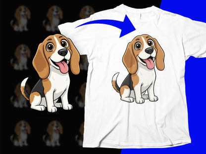 Cute Beagle Dog Graphic T-Shirt, Cartoon Pet Lover Tee, Casual Unisex Apparel, Animal Print Top