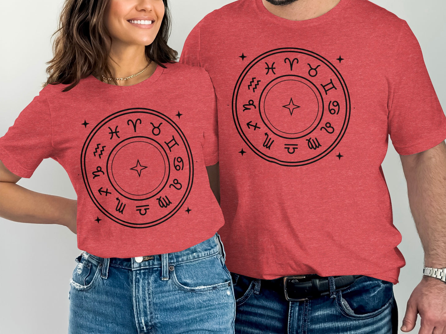 Zodiac Signs Astrological Wheel Graphic T-Shirt