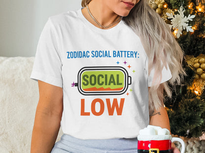 Zodidac Social Battery Social Low Graphic T-Shirt