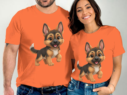 Cute German Shepherd Puppy Design Matching Shirts