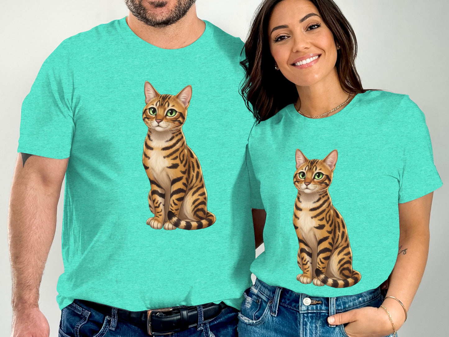 Matching Cat Print Tees for Couples or Friends