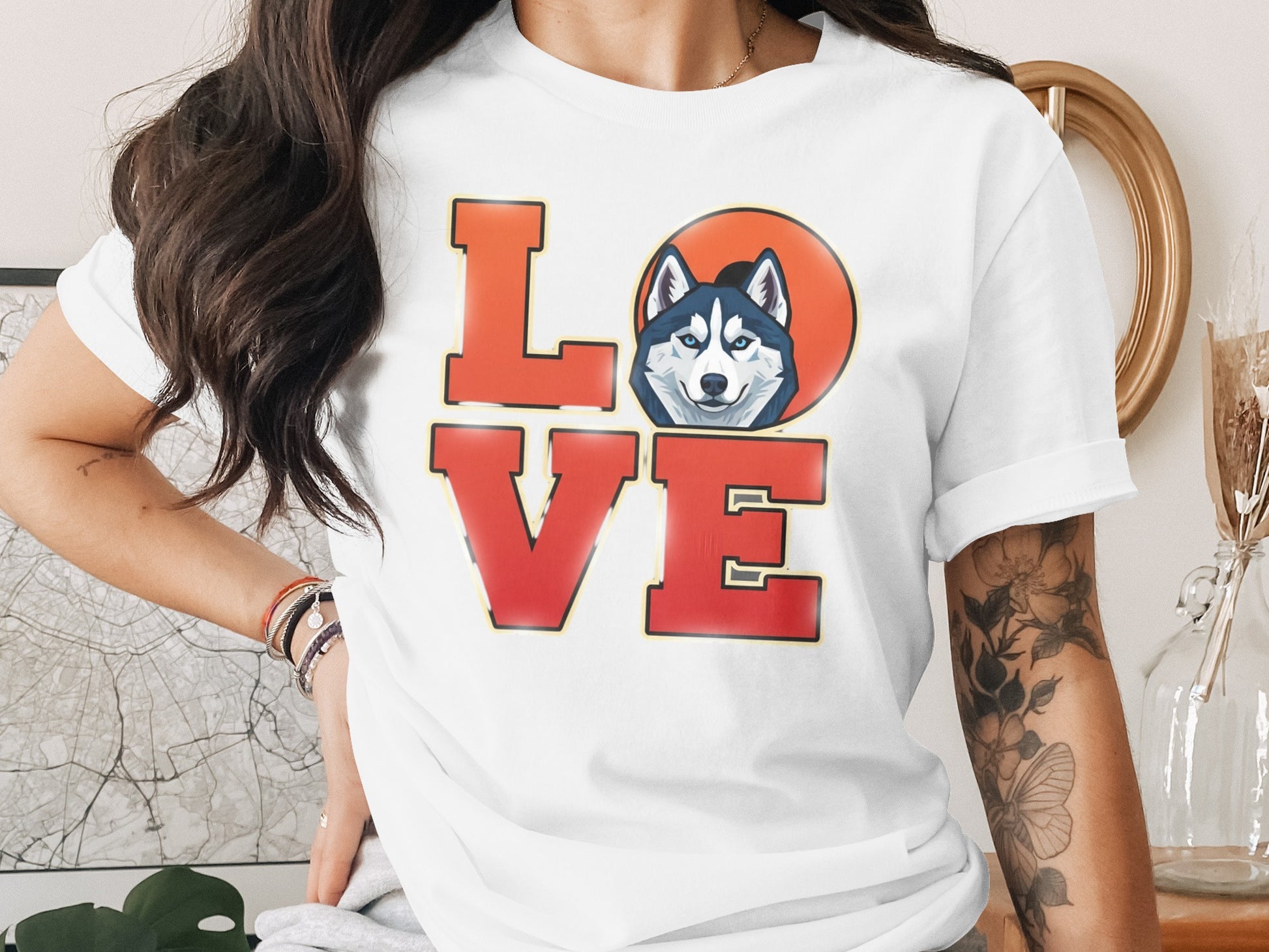 Love Husky Design Women's T-Shirt Unique Graphic Product