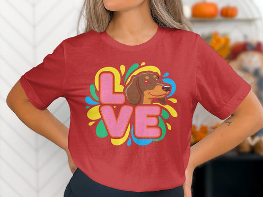 Love Dachshund Puppy Dog Design Graphic Art T-Shirt
