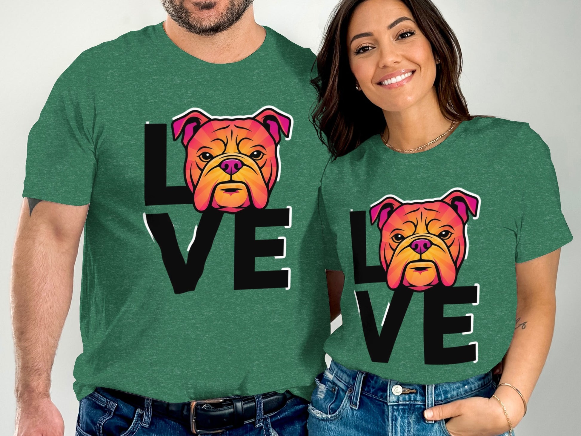 Love Bulldog Graphic T-Shirt in Green product type