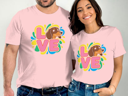 Colorful Love Dog Graphic Print T-Shirt product type
