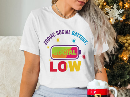Zodiac Social Battery Low Graphic Tee