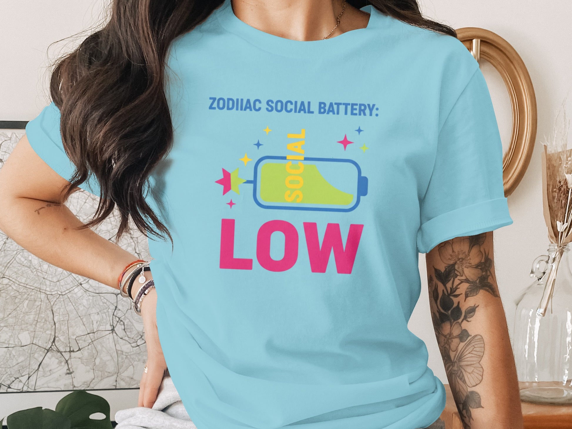 Zodiac Social Battery Low Graphic Tee