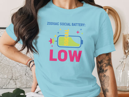 Zodiac Social Battery Low Graphic Tee