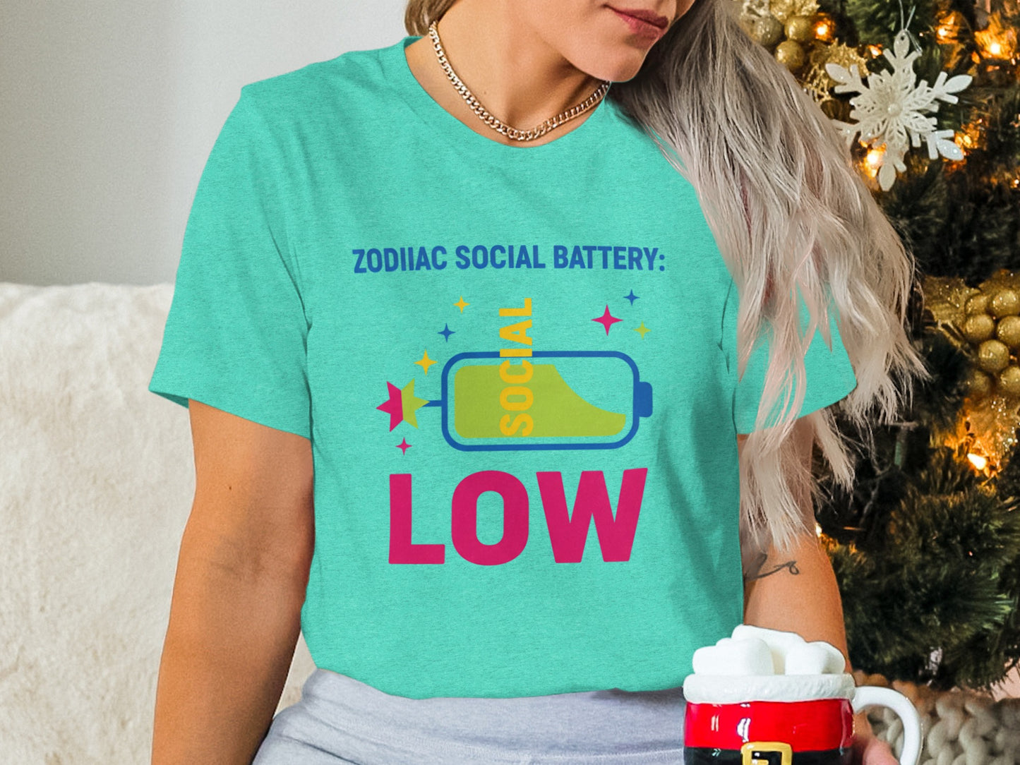 Zodiac Social Battery Low Holiday Graphic Tee