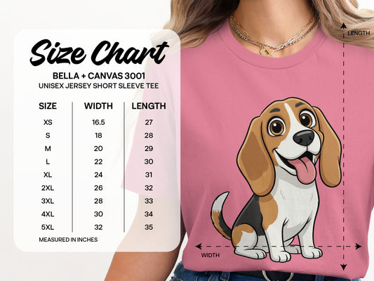 Cute Beagle Cartoon Graphic Unisex Jersey Short Sleeve Tee