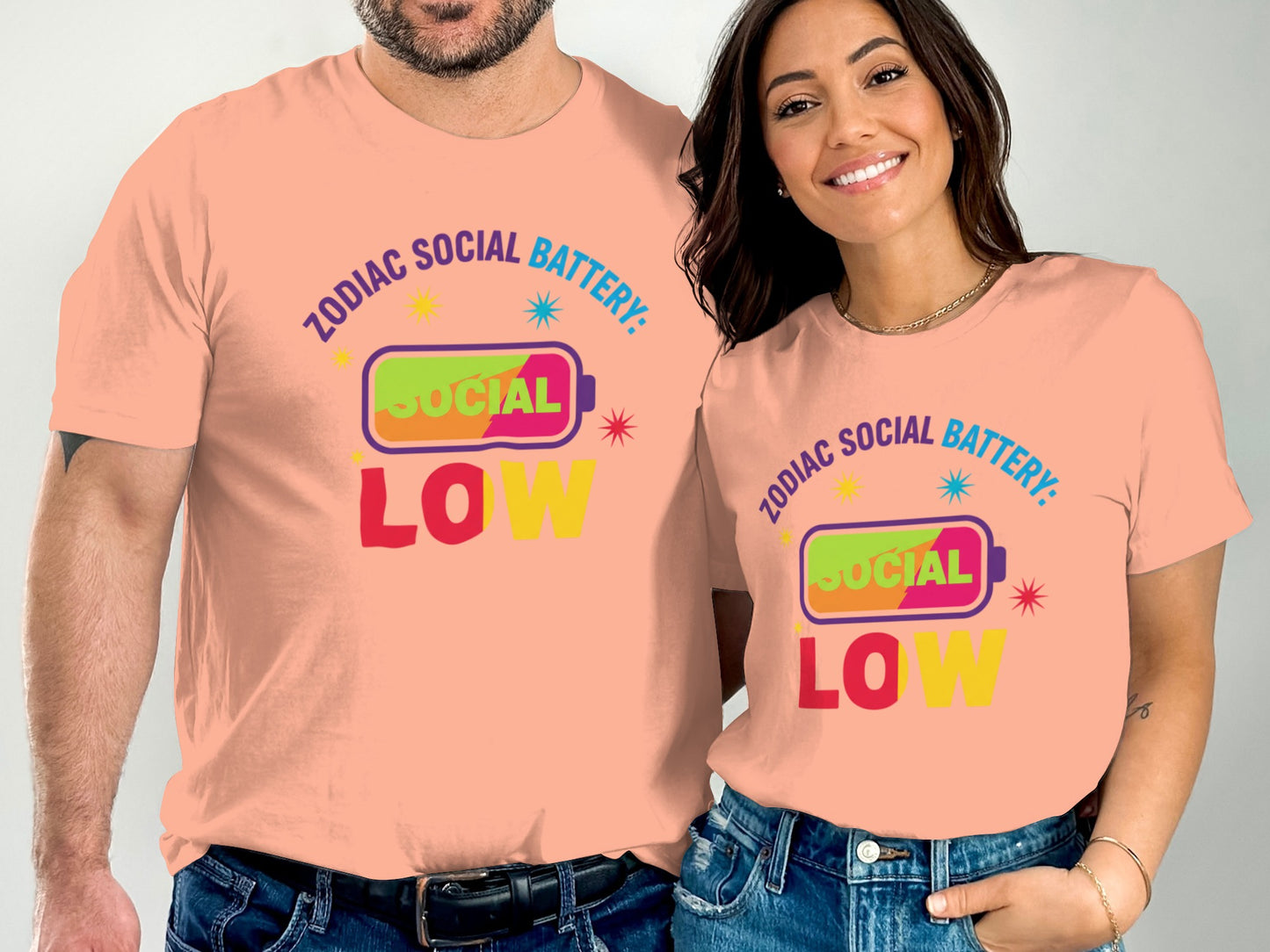 Zodiac Social Battery Low Graphic Tee Shirt