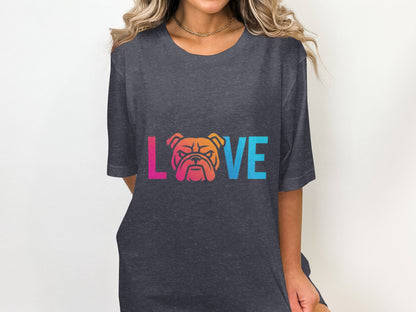 Vibrant Love Bulldog Graphic Casual T Shirt product type