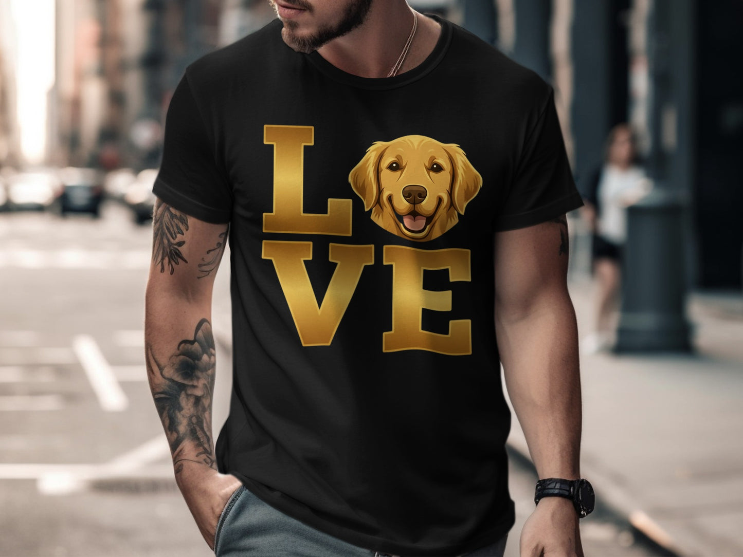 Golden Retriever Love Graphic Black T-Shirt product