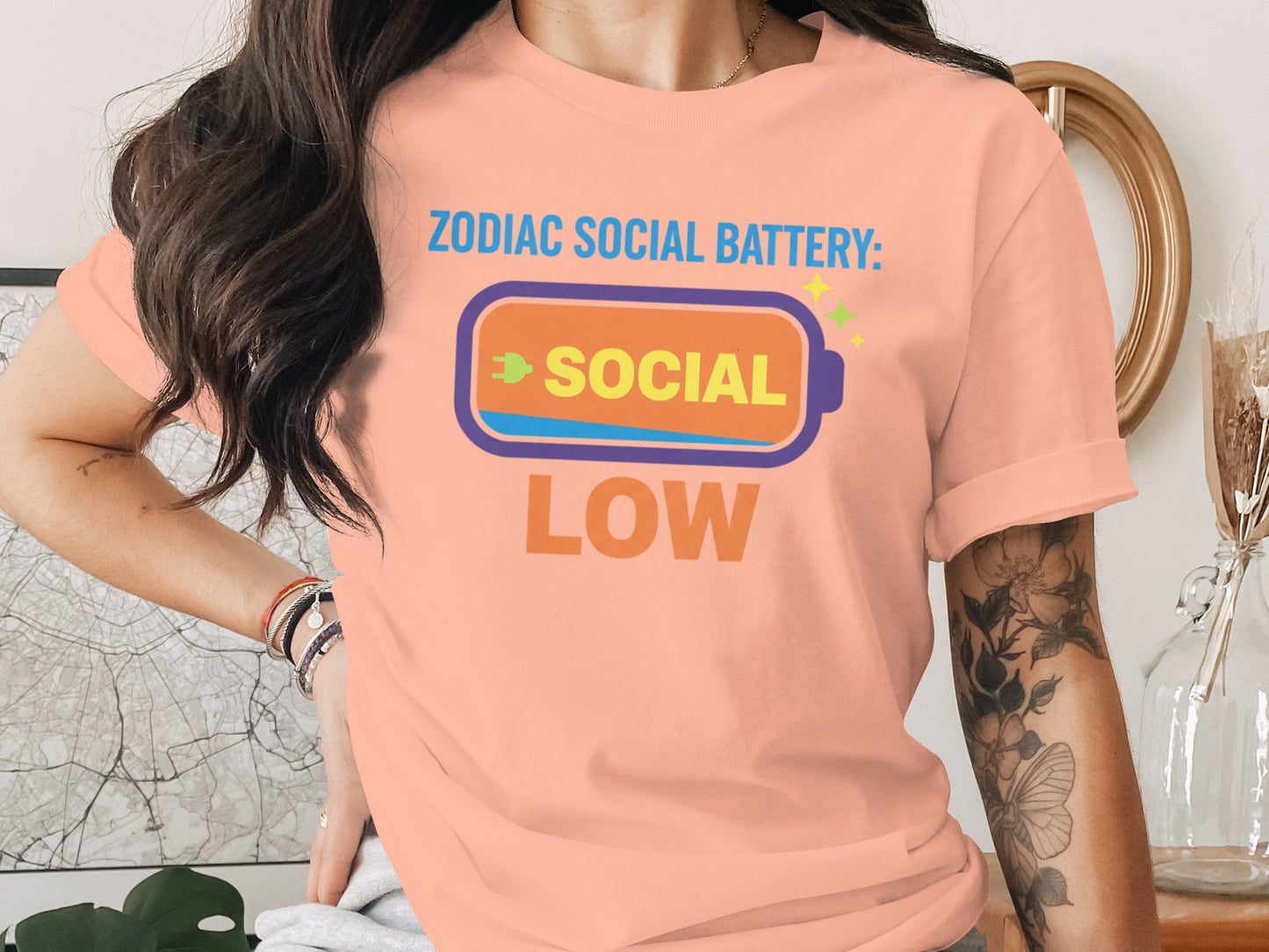 Zodiac Social Battery Social Low Graphic Tee