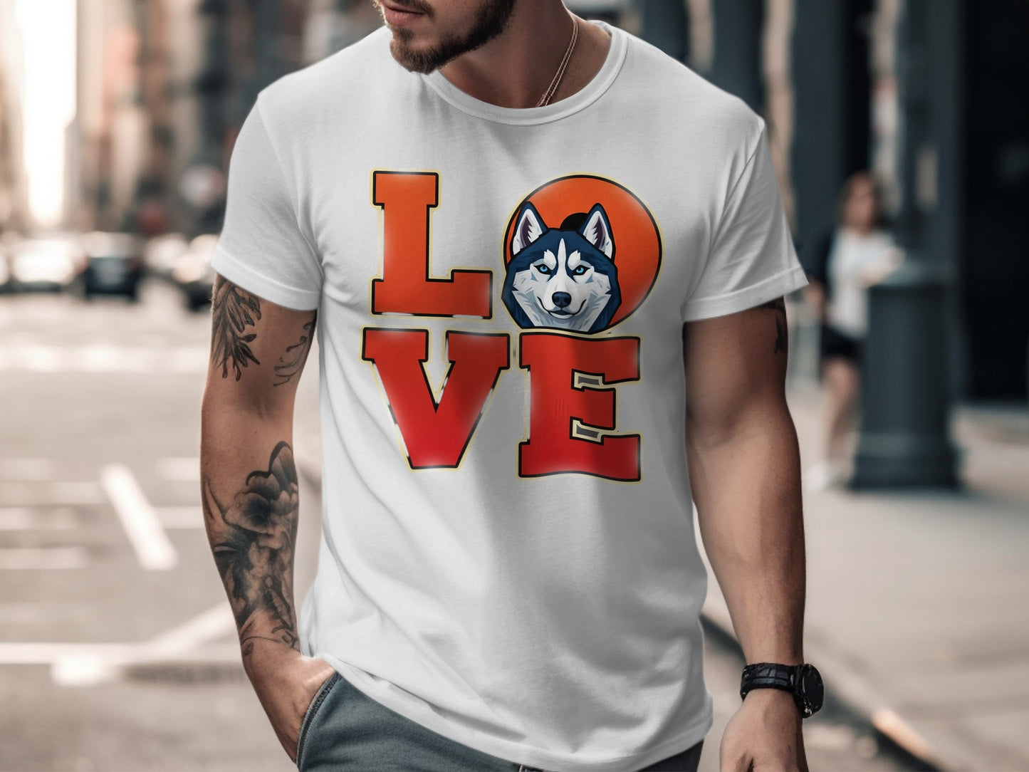 Husky Love Graphic Design White T-shirt product