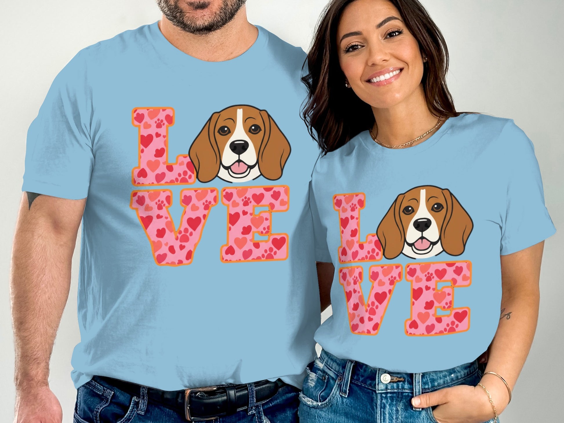 Love Beagle Heart Graphic Blue T-Shirt product