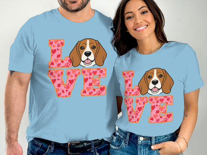 Love Beagle Heart Graphic Blue T-Shirt product