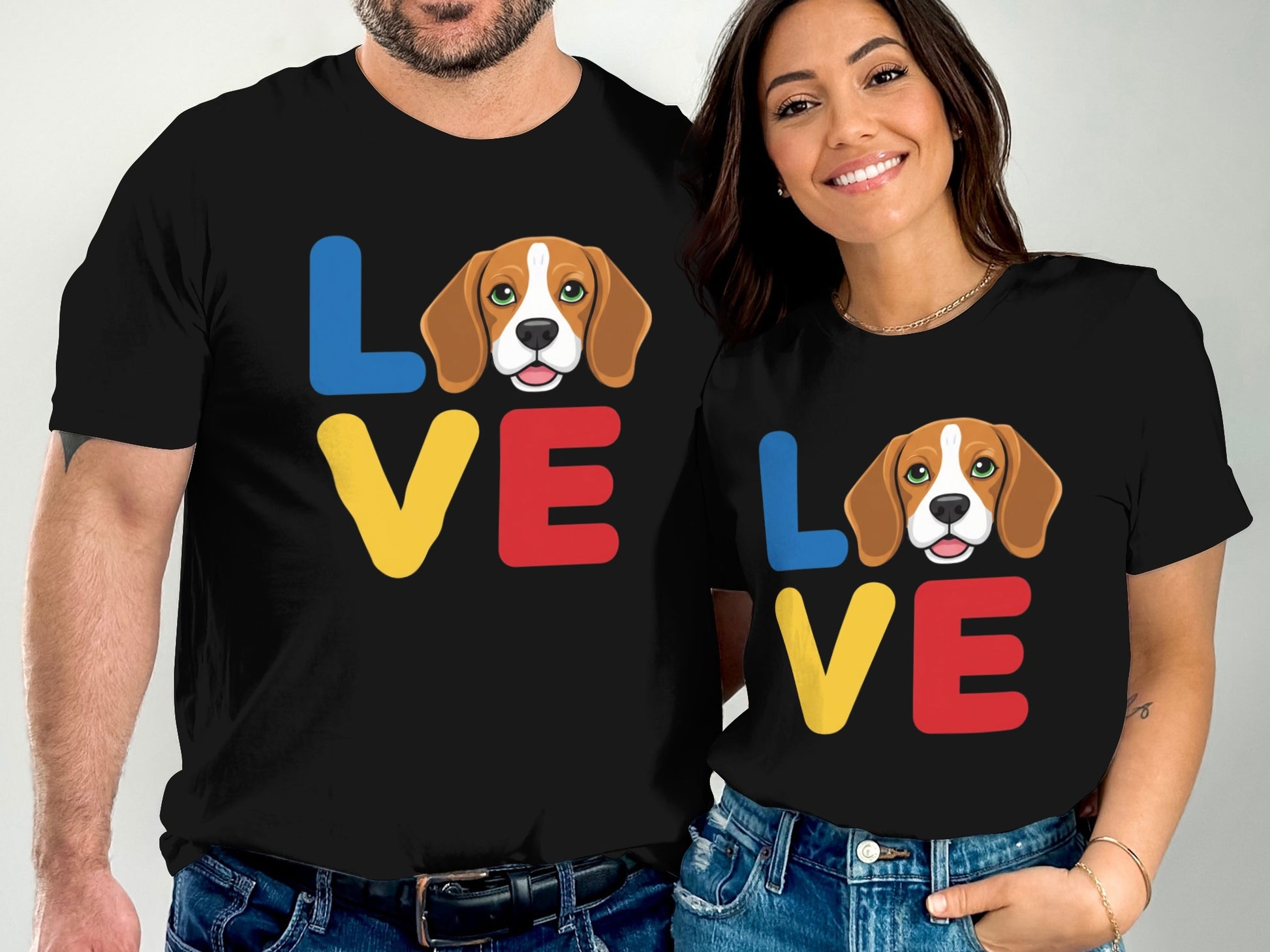 Love Beagle Face Graphic Couple Matching T-shirt product type