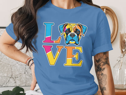 Boxer Dog Portrait LOVE Colorful Design Unique T-Shirt