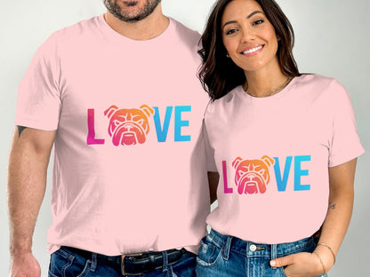 Matching Pink Love Bulldog Graphic Print Shirt product
