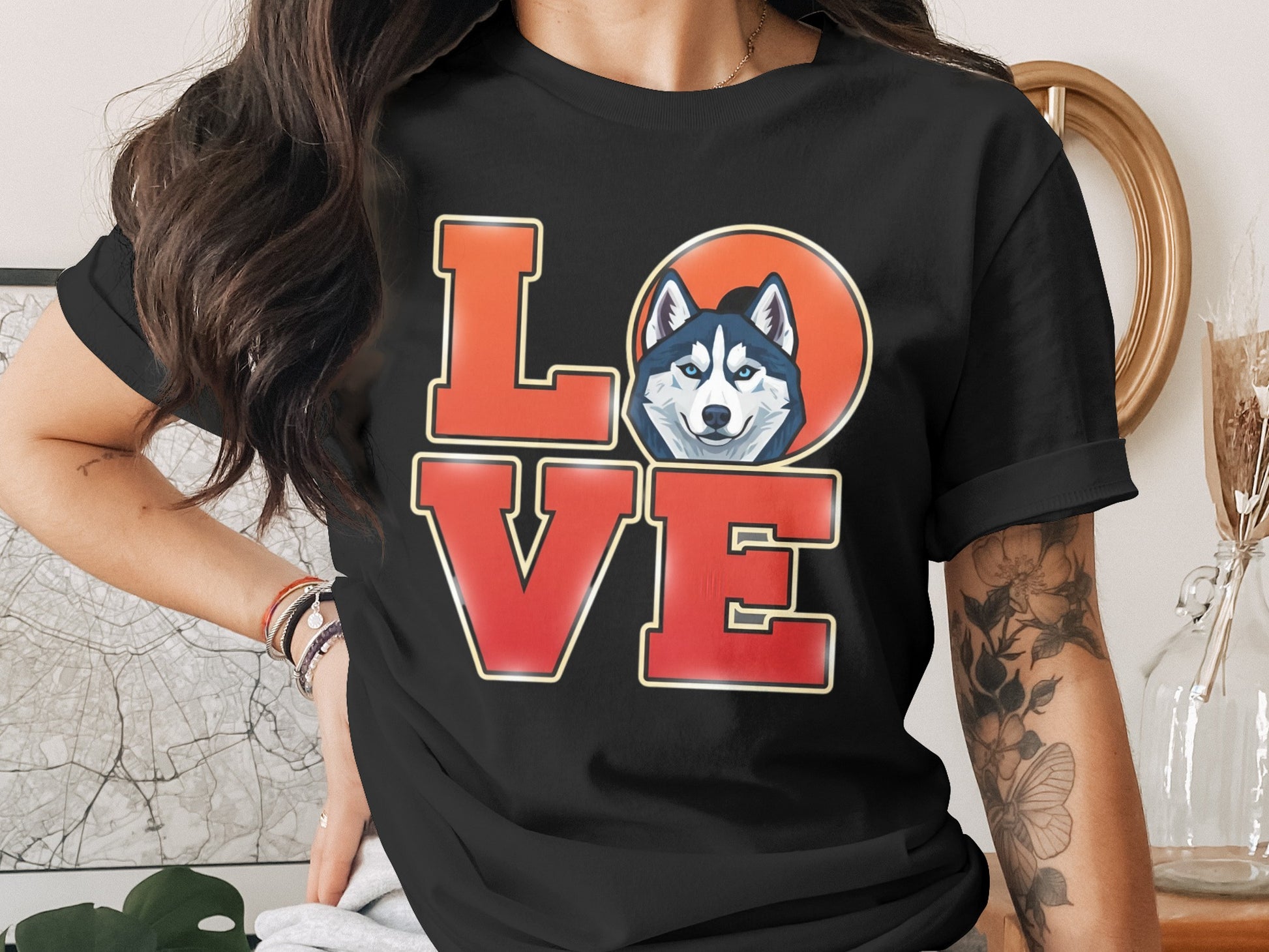 Love Husky Dog Graphic Short Sleeve Shirt product