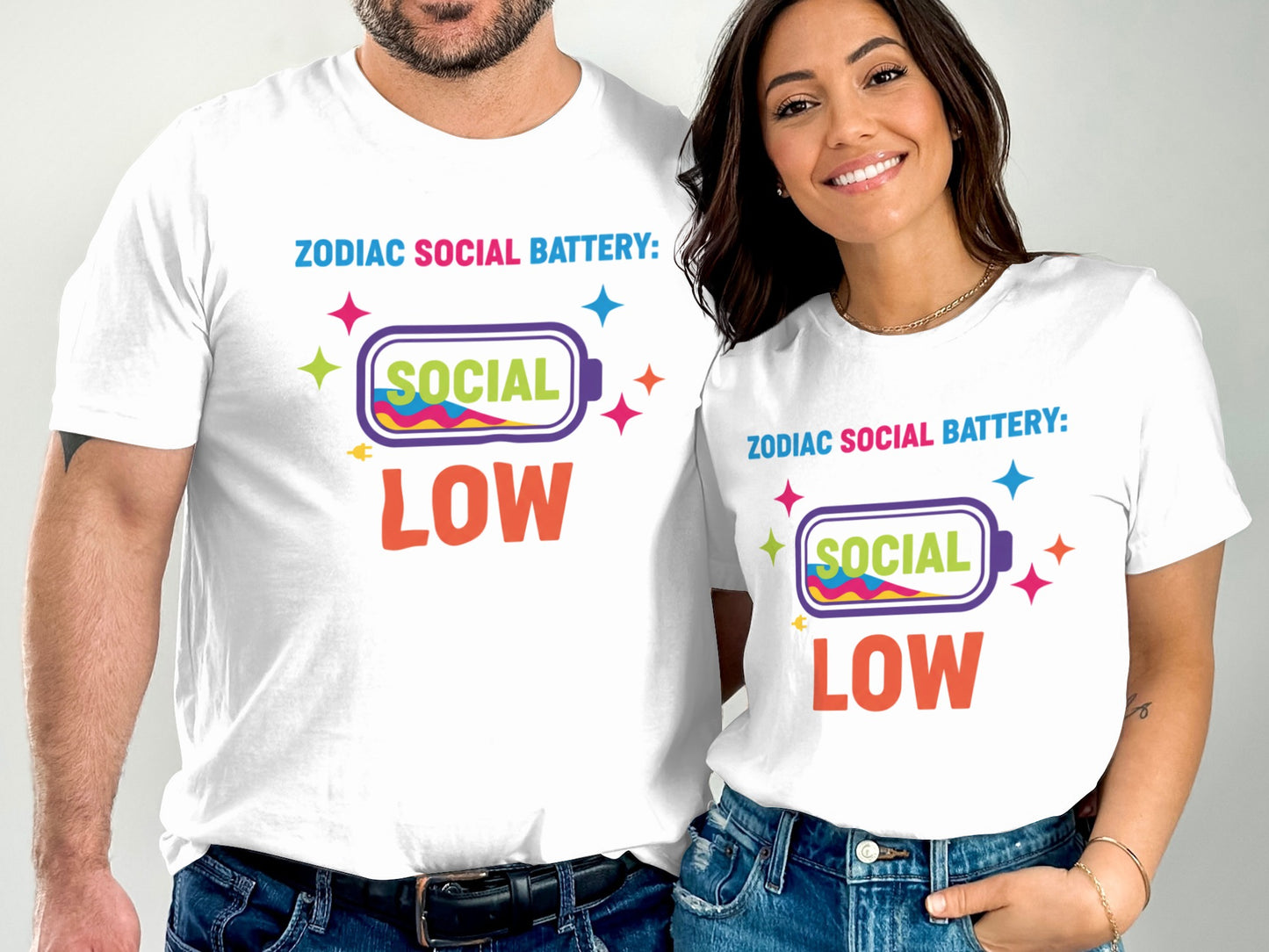 Zodiac Social Battery Low Social Graphic T-Shirt