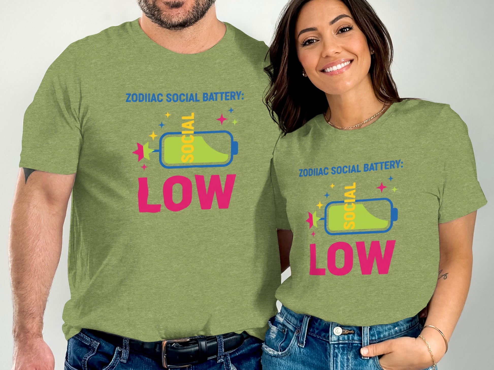 ZODIAC SOCIAL BATTERY LOW Graphic T-shirt