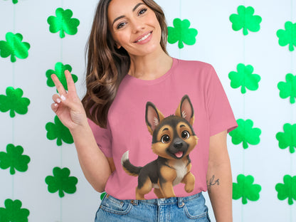 Happy German Shepherd Puppy Print T-Shirt