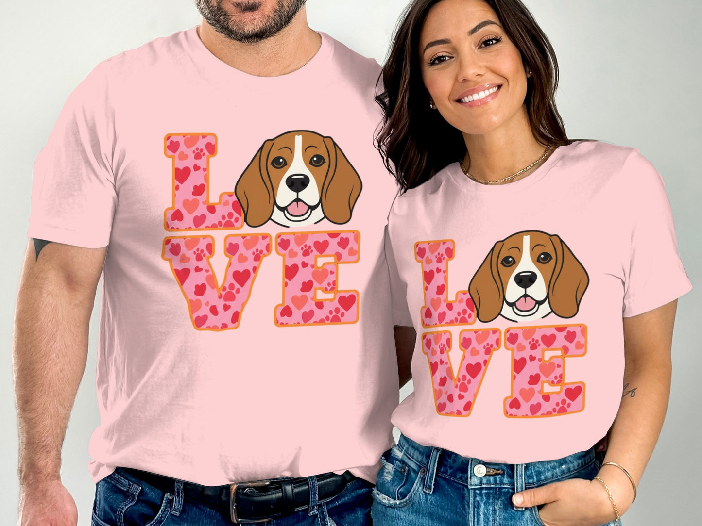 Cute Beagle Love T-Shirt Matching Couple Product Type