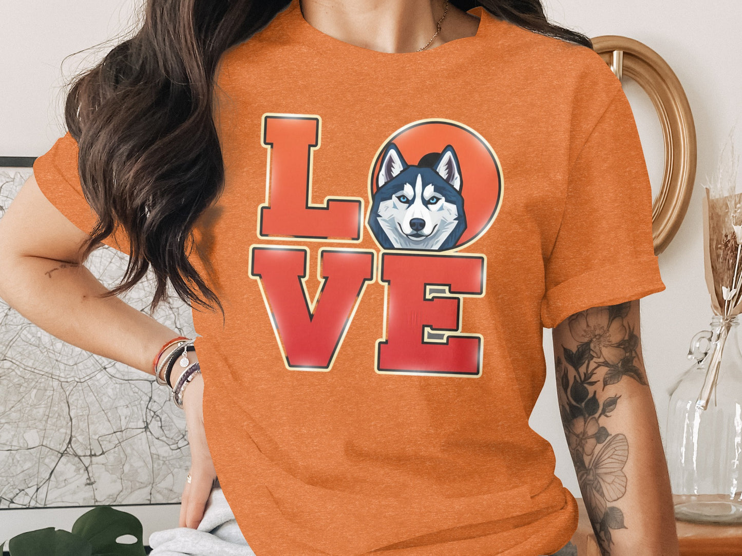 Love Husky Cute Dog Pet Animal Lover Graphics Style T-Shirt