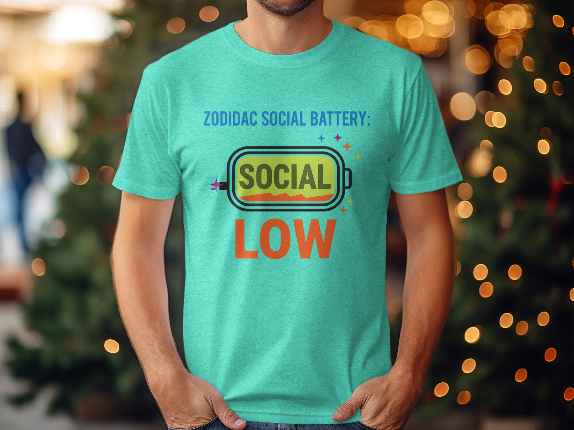 Zodiadac Social Battery Social Low Printed T-Shirt