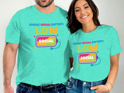 Zodiac Social Battery Low Social Graphic Tee