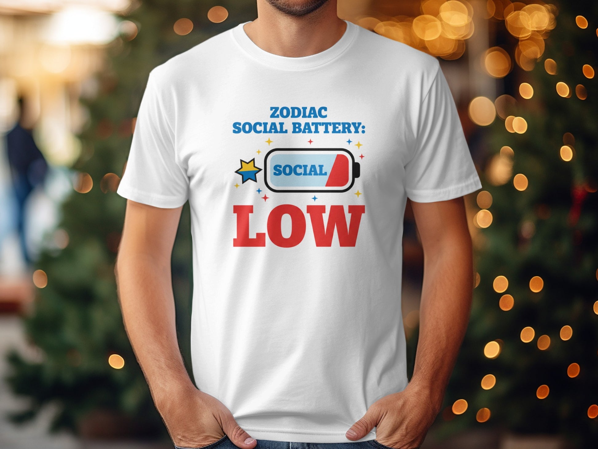 Zodiac Social Battery Funny Graphic Tee Shirt