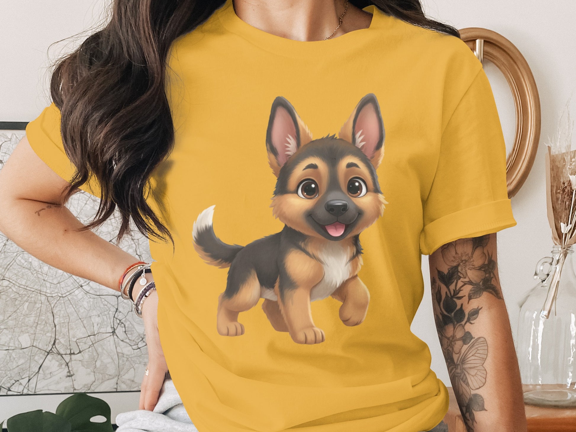 Adorable German Shepherd Puppy Print T-shirt