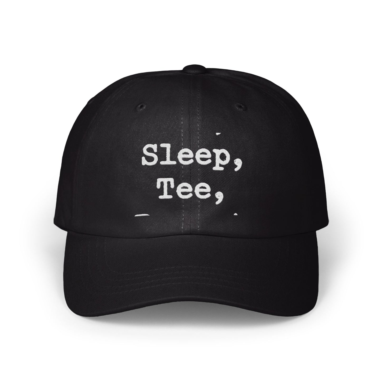 Sleep Tee Black Hat with Text Design