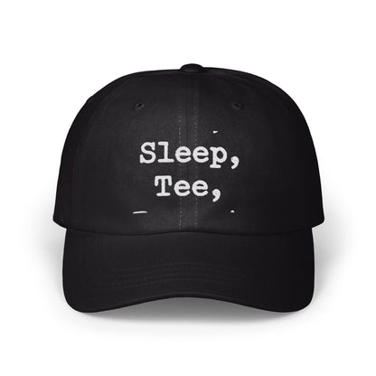 Sleep Tee Black Hat with Text Design