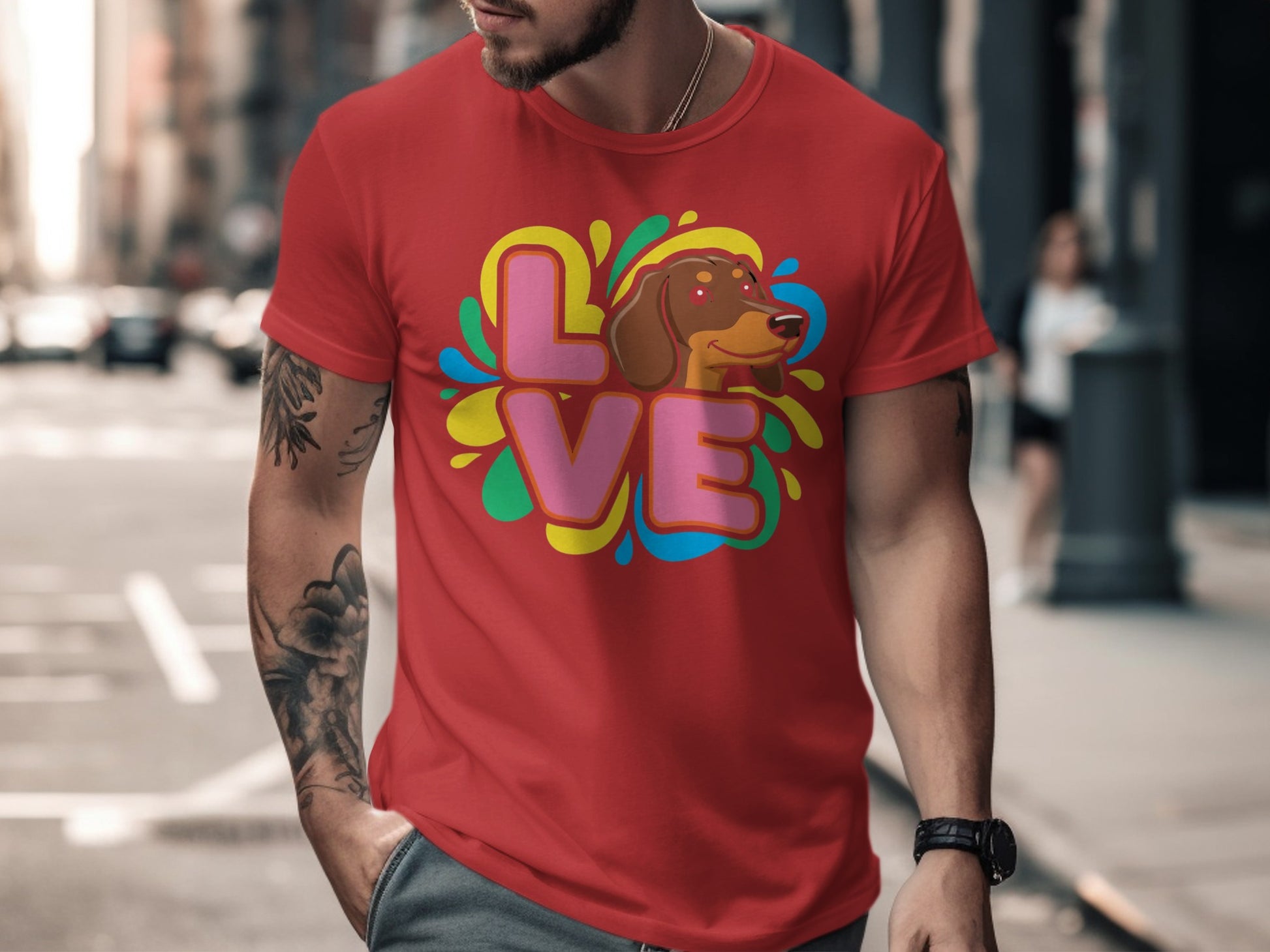 Love Dachshund Dog Graphic T-Shirt Fashion Product