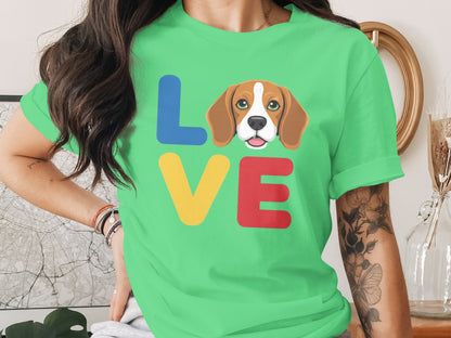 Colorful Love Beagle Graphic Short Sleeve Tee product