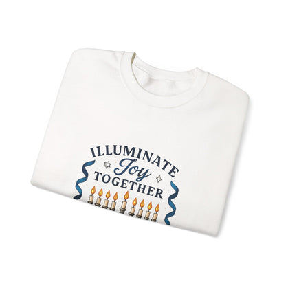 Hanukkah Sweatshirt - "Illuminate Joy Together" Menorah & Dreidel Holiday Crewneck