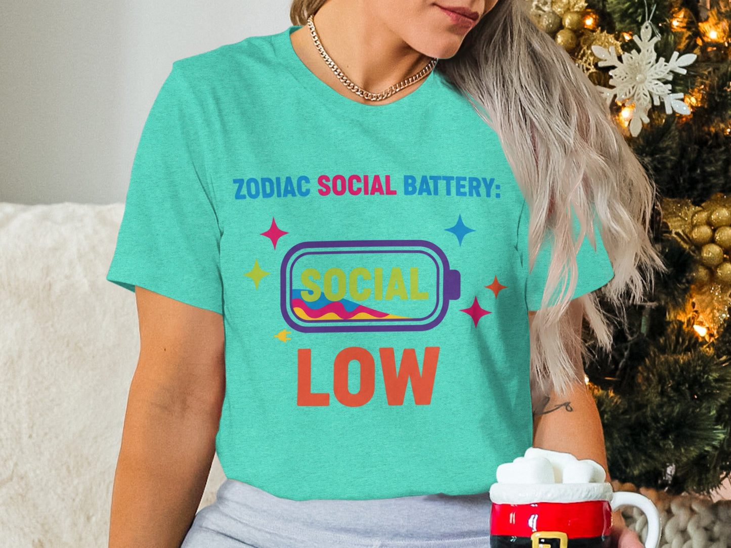 Zodiac Social Battery Low Graphic Tee Product