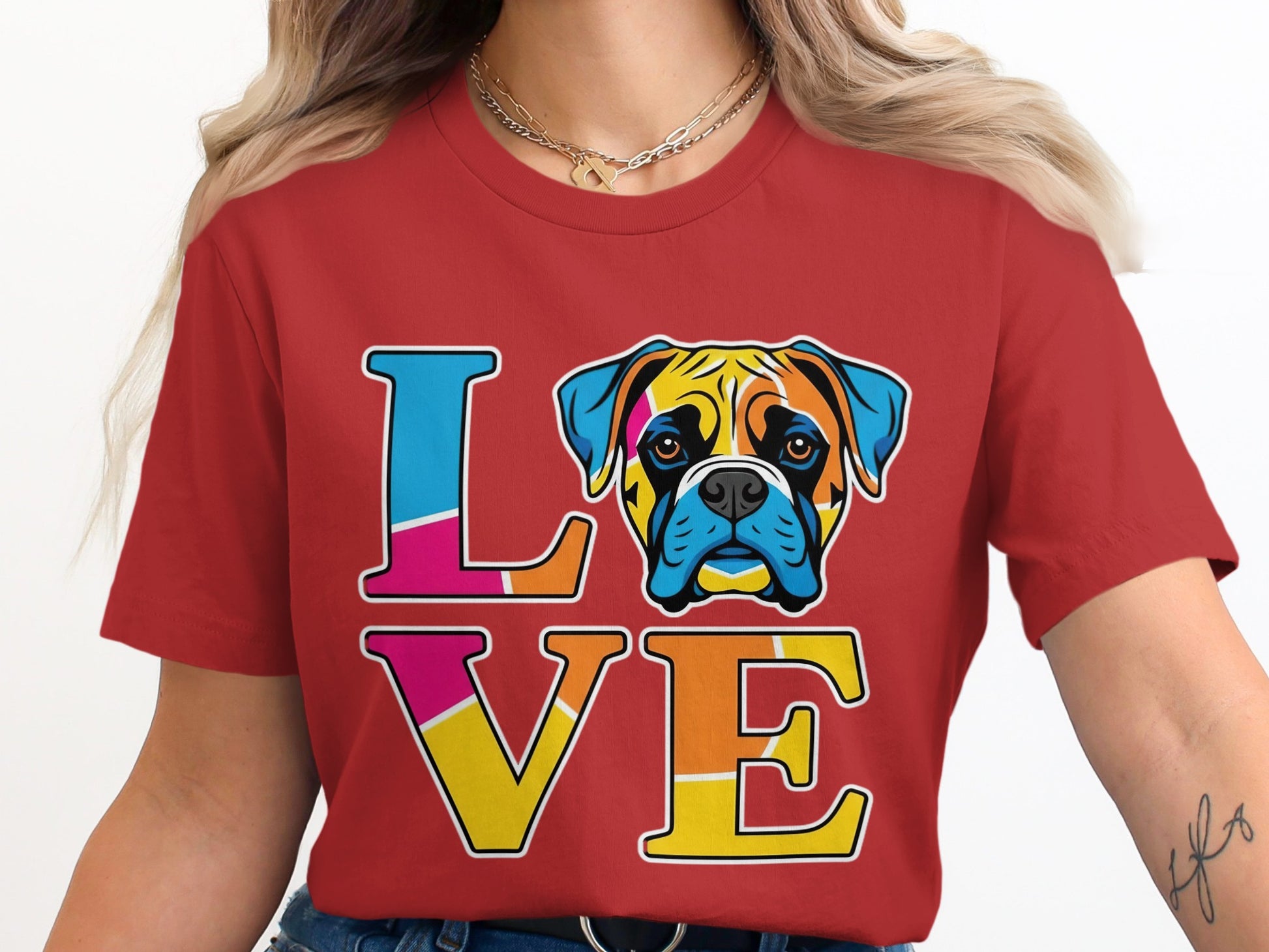 Love Colorful Boxer Dog Graphic T-Shirt product type