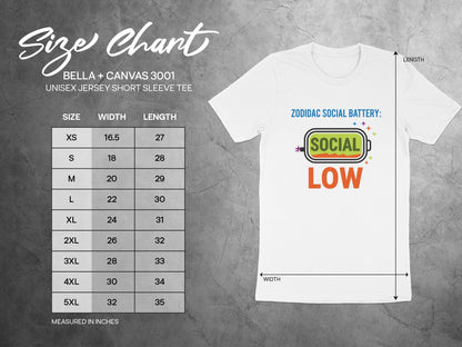 Zodiac Social Battery Low Graphic T-Shirt