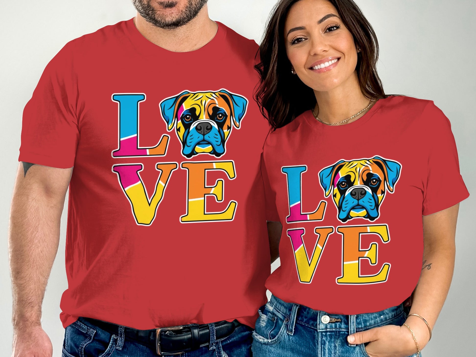 Colorful Boxer Dog Love Graphic T-shirt product