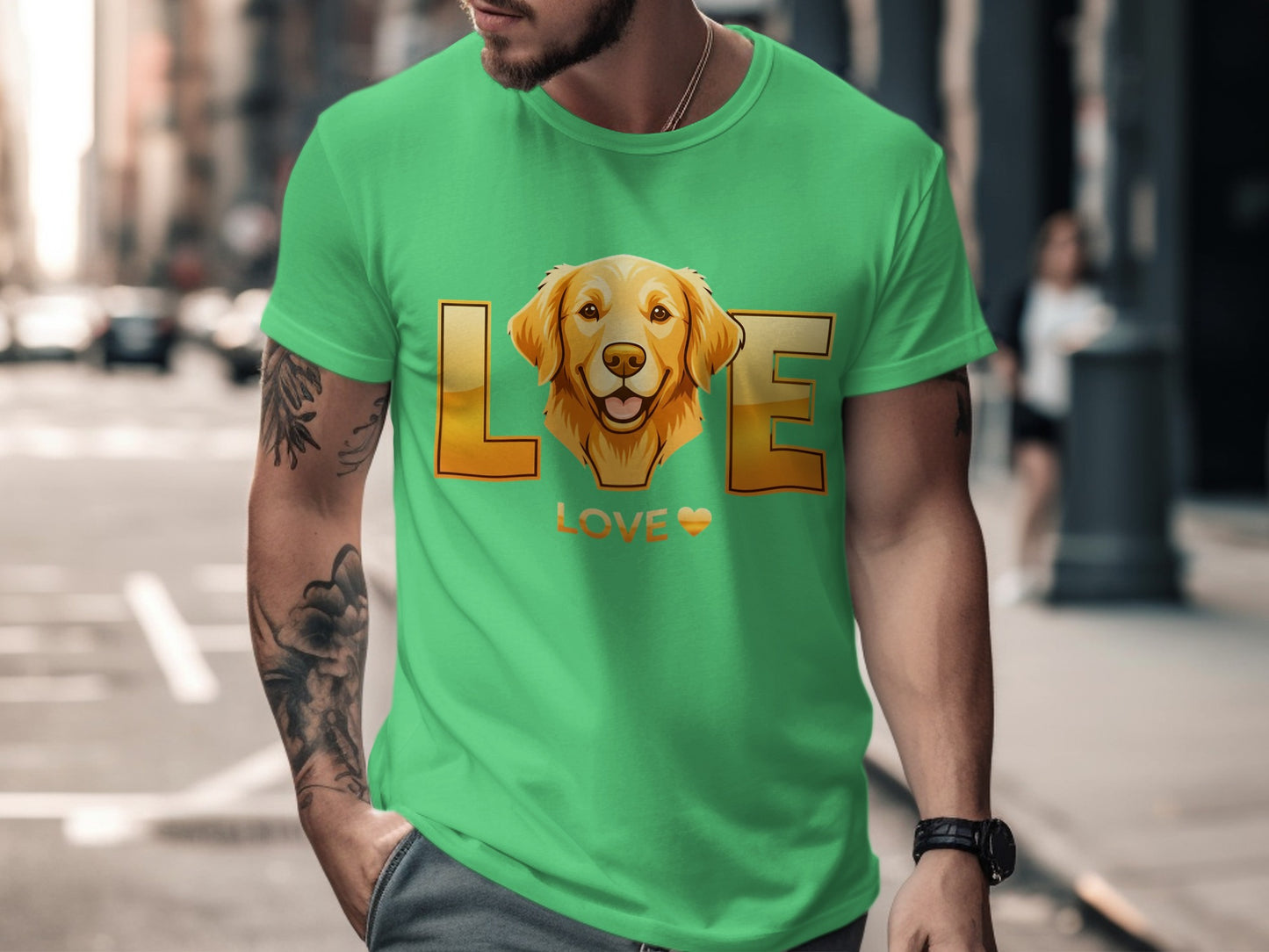 Love Cute Dog Design Green T-shirt product